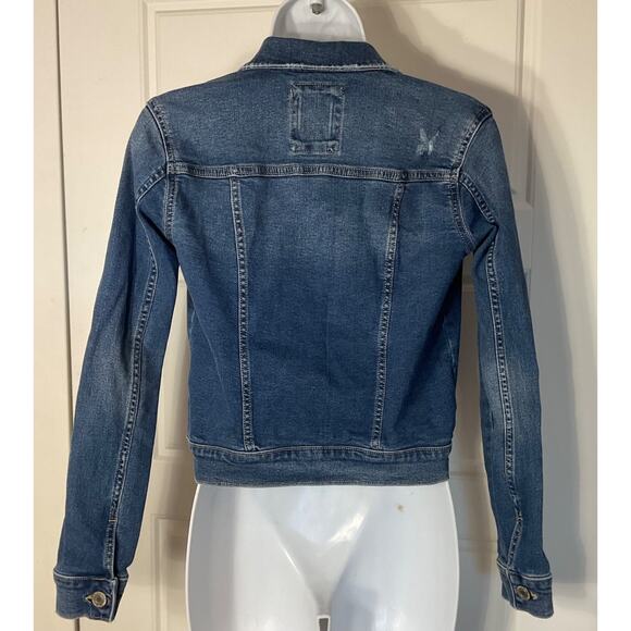 So Distressed Four Pocket Blue Jean Jacket Boho Preppy Xs - Picture 3 of 7